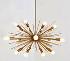 Mid Century Sputnik Chandelier SPURCHIN , Handmade Urchin Chandelier Raw Brass Ceiling Light 24 light 36" - Retro Handicrafts