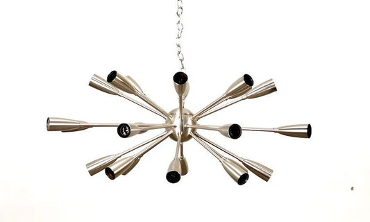 Mid Century Stilnovo Brass Sputnik Chandelier, Handmade Brass Ceiling Light Fixture Dining Room Entrance Hall Chandelier 24 arms/lights - Retro Handicrafts