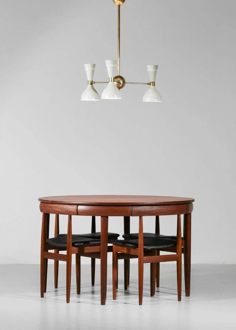 Mid Century Stilnovo Hourglass Chandelier - 3 Arm 6 bulb socket - Retro Handicrafts