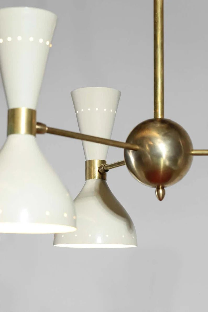 Mid Century Stilnovo Hourglass Chandelier - 3 Arm 6 bulb socket - Retro Handicrafts