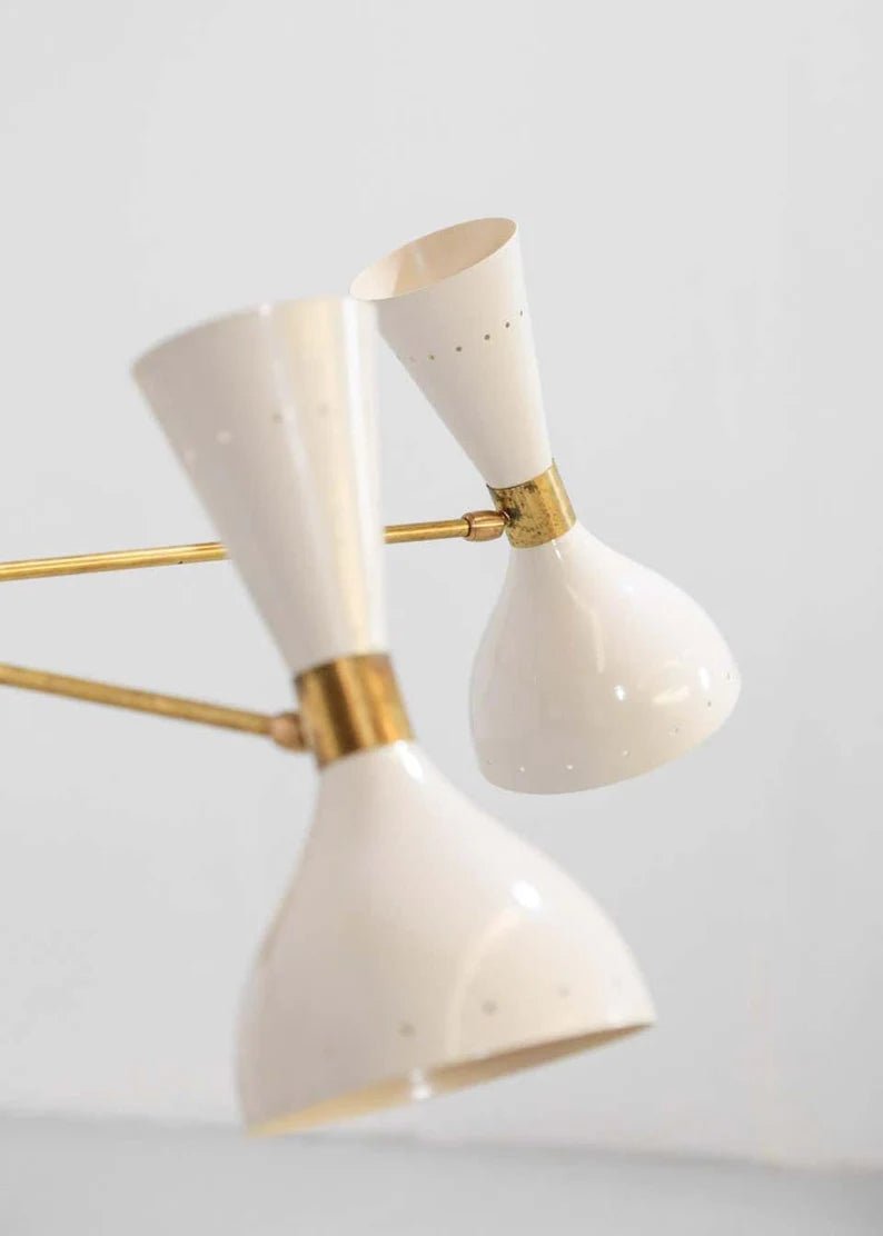 Mid Century Stilnovo Hourglass Chandelier - 3 Arm 6 bulb socket - Retro Handicrafts