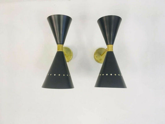 Mid Century style Italian diabolo wall lights Italian Stilnovo Black Lamps Light - Retro Handicrafts