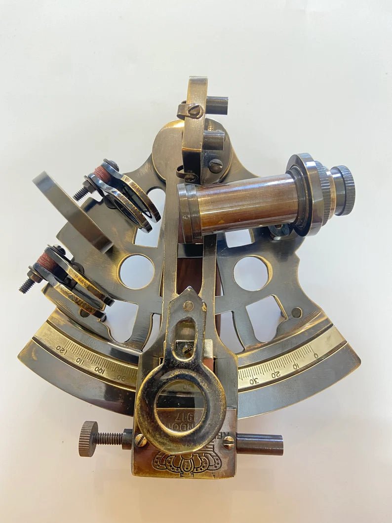 Nautical 5" Solid Brass Working Navigational KELVIN & HUGES LONDON 1917 Sextant In Black Antique - Retro Handicrafts