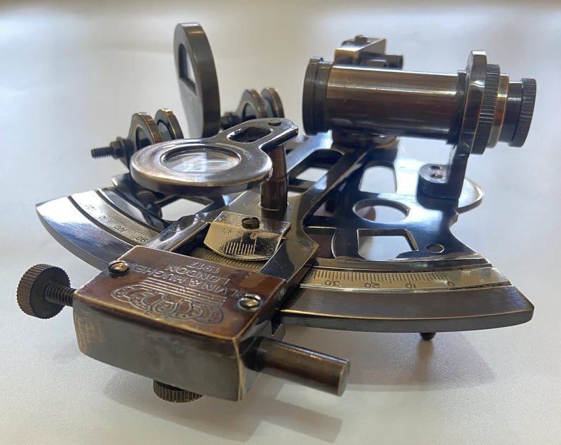 Nautical 5" Solid Brass Working Navigational KELVIN & HUGES LONDON 1917 Sextant In Black Antique - Retro Handicrafts
