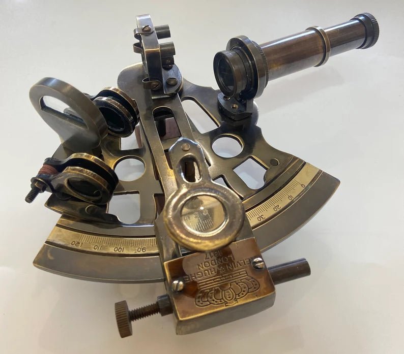 Nautical 5" Solid Brass Working Navigational KELVIN & HUGES LONDON 1917 Sextant In Black Antique - Retro Handicrafts
