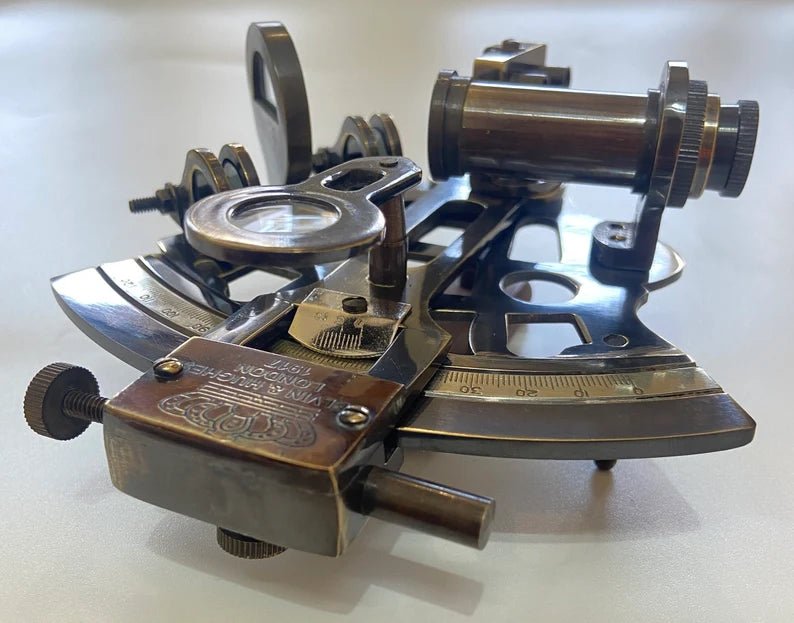 Nautical 5" Solid Brass Working Navigational KELVIN & HUGES LONDON 1917 Sextant In Black Antique - Retro Handicrafts