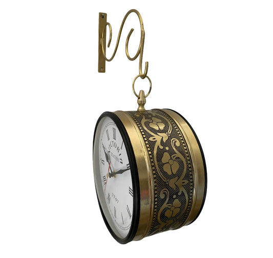 Nautical 8" Brass Finish Victoria Station Double Sided Wall Clock Home & Office - Retro Handicrafts