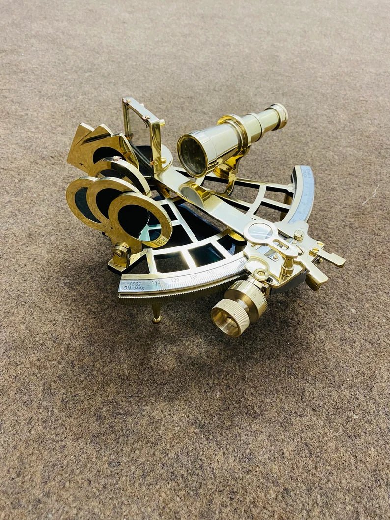 Nautical 9" Solid Brass Working Sextant | Navigational Sextant | Heavy Sextant | Vintage Ship Astrolabe Model Sextant handmade Gift - Retro Handicrafts