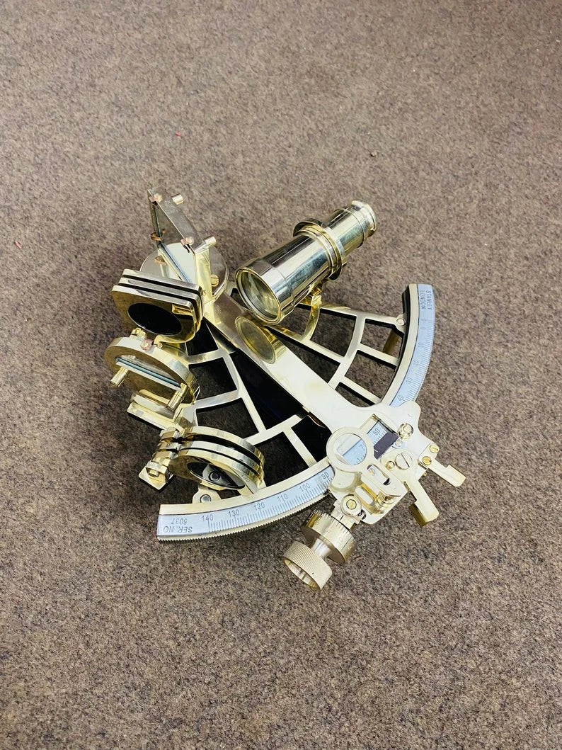 Nautical 9" Solid Brass Working Sextant | Navigational Sextant | Heavy Sextant | Vintage Ship Astrolabe Model Sextant handmade Gift - Retro Handicrafts