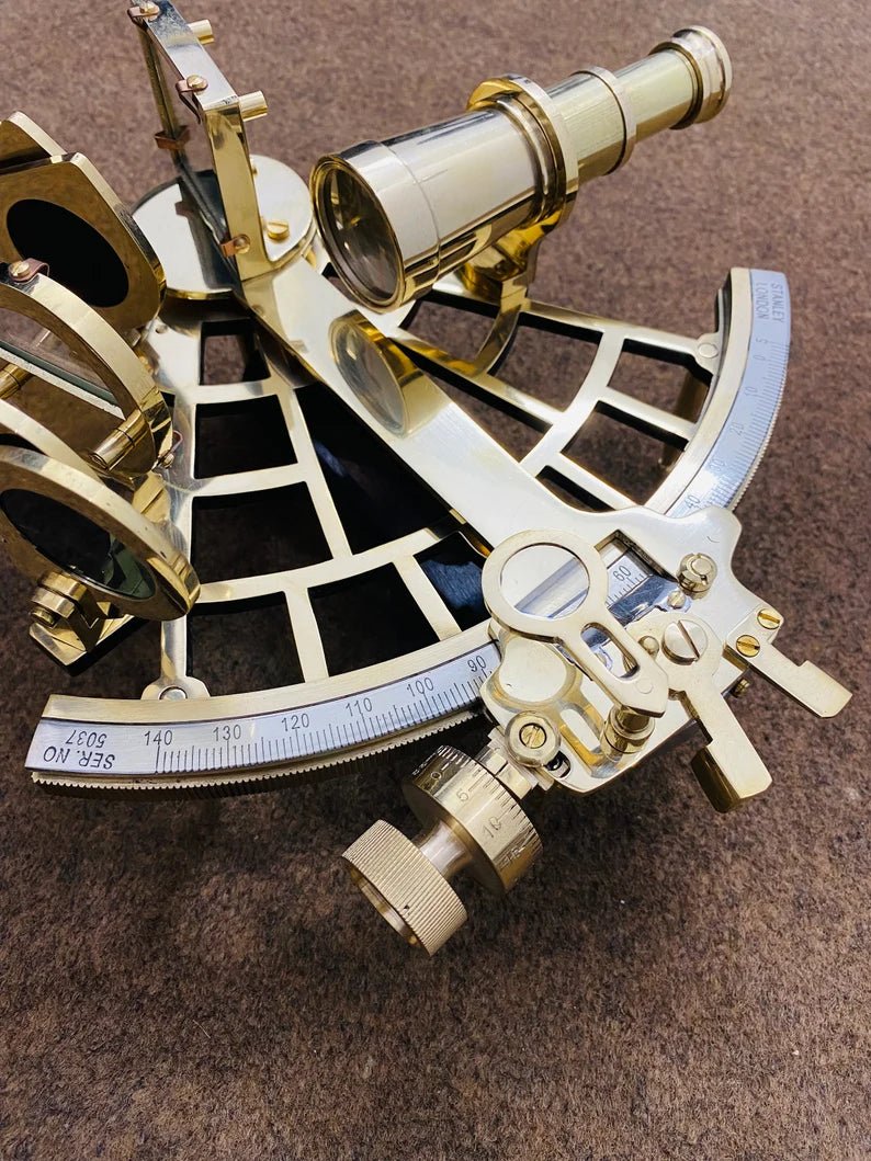 Nautical 9" Solid Brass Working Sextant | Navigational Sextant | Heavy Sextant | Vintage Ship Astrolabe Model Sextant handmade Gift - Retro Handicrafts