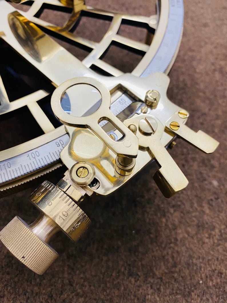 Nautical 9" Solid Brass Working Sextant | Navigational Sextant | Heavy Sextant | Vintage Ship Astrolabe Model Sextant handmade Gift - Retro Handicrafts