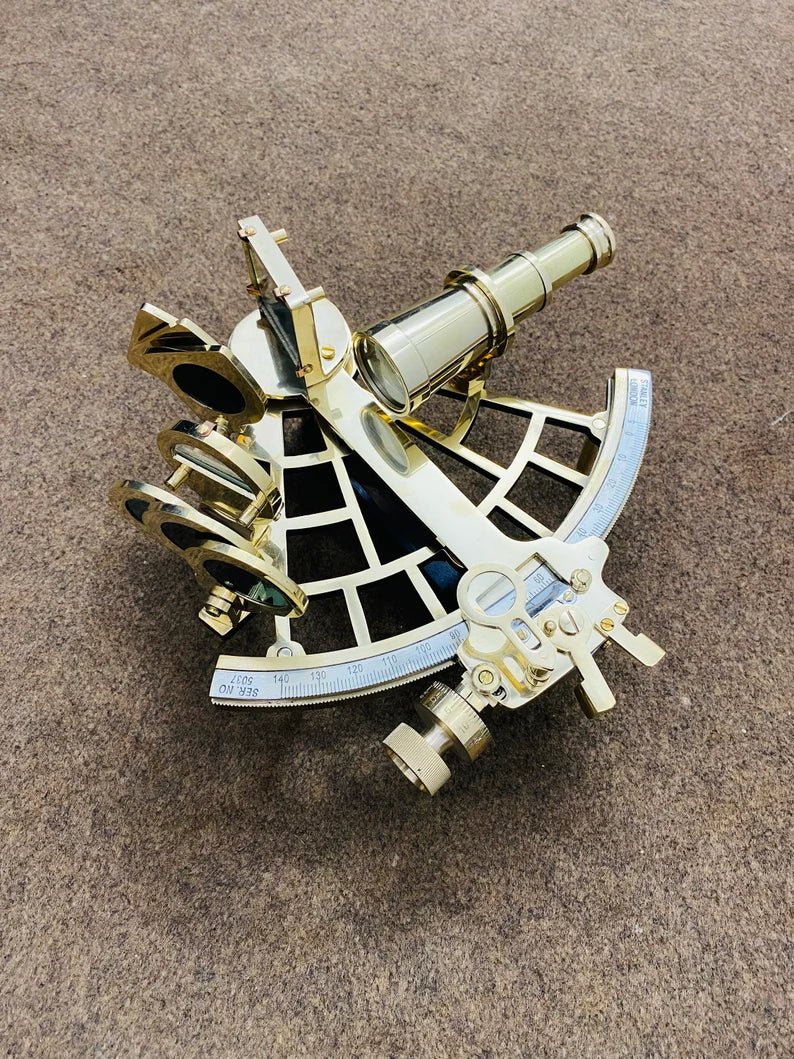 Nautical 9" Solid Brass Working Sextant | Navigational Sextant | Heavy Sextant | Vintage Ship Astrolabe Model Sextant handmade Gift - Retro Handicrafts