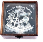 Nautical Antiquated Brass Kelvin & Hugs Sextant 1917 With Beautiful Leather Box - Retro Handicrafts