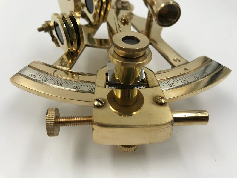 Nautical Brass 5" Sextant With Beautiful Designer Wooden Box - Retro Handicrafts