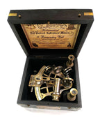 Nautical Brass J. Scott Ship Working Sextant in Wooden Box with Two Extra Telescope - Retro Handicrafts