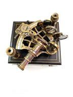 Nautical Brass J. Scott Ship Working Sextant in Wooden Box with Two Extra Telescope - Retro Handicrafts