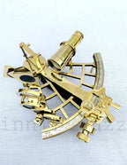 Nautical brass marine vintage style 9" ship sextant astrolabe instruments with wooden box - Retro Handicrafts