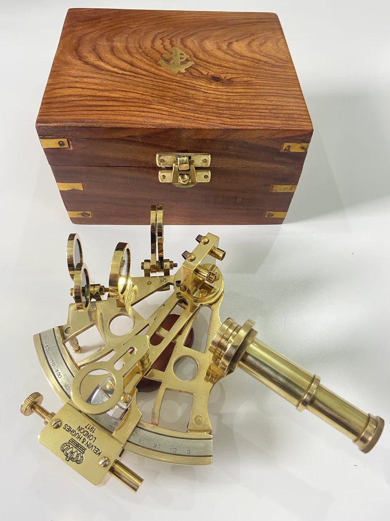 Nautical Brass Sextant With Wooden Box | Navigational Sextant | Real Sextant | Vintage Antique Marine Sextant | Collectible Gift - Retro Handicrafts