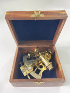 Nautical Brass Sextant With Wooden Box | Navigational Sextant | Real Sextant | Vintage Antique Marine Sextant | Collectible Gift - Retro Handicrafts