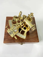 Nautical Brass Sextant With Wooden Box Real, Navigational, Marine Antique Sextant - Retro Handicrafts