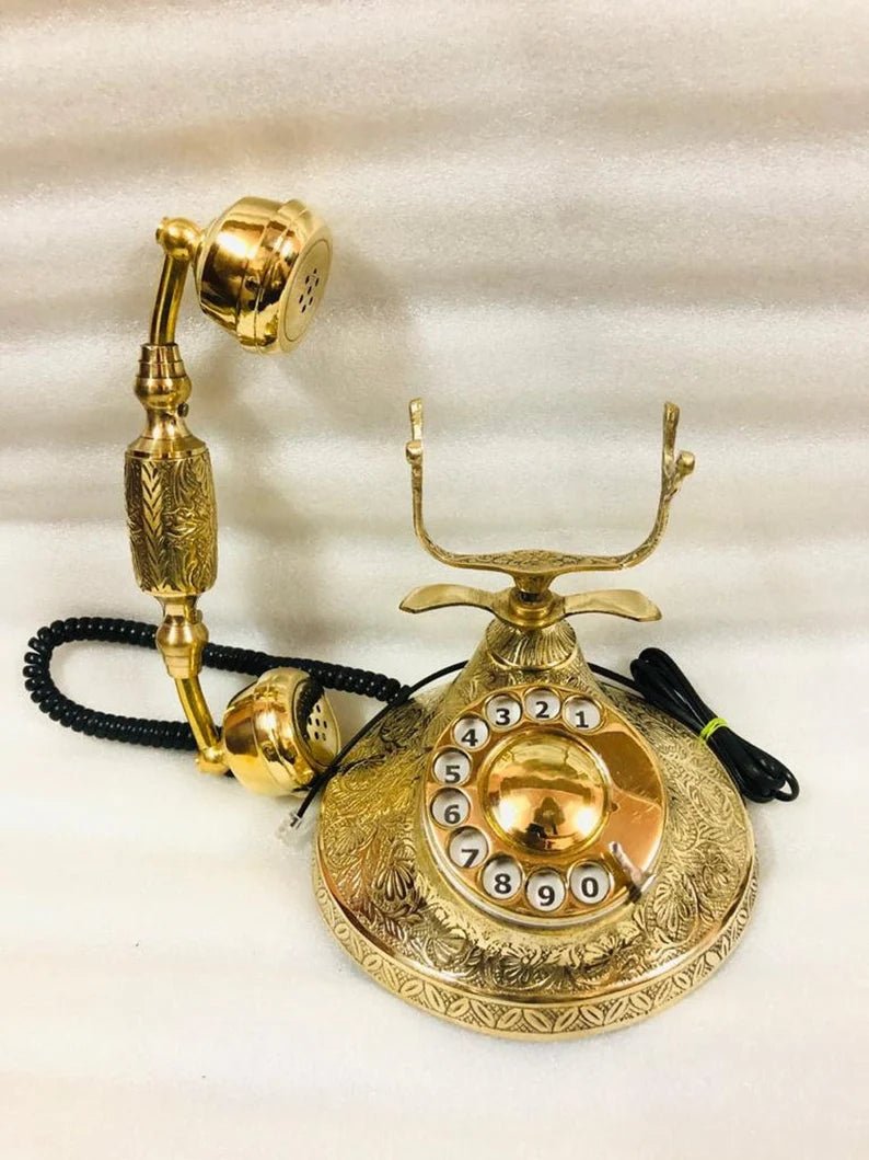Nautical Brass Vintage Rotary Phone, Old Fashioned Telephone, French Victorian Telephone for Home/ Office Decor - Retro Handicrafts