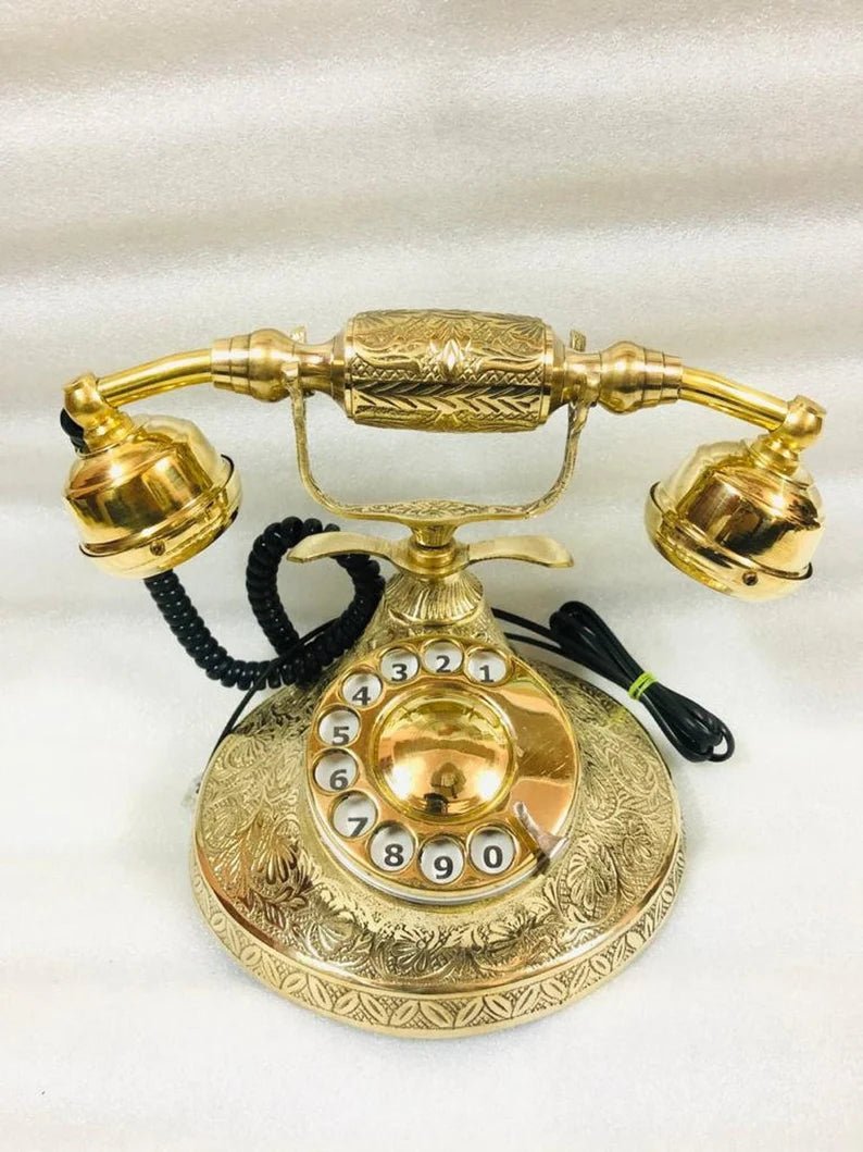 Nautical Brass Vintage Rotary Phone, Old Fashioned Telephone, French Victorian Telephone for Home/ Office Decor - Retro Handicrafts