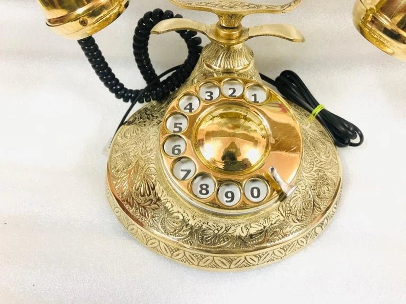 Nautical Brass Vintage Rotary Phone, Old Fashioned Telephone, French Victorian Telephone for Home/ Office Decor - Retro Handicrafts