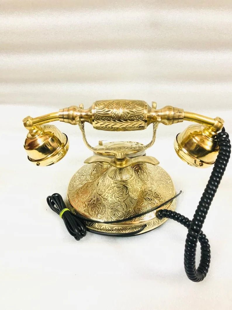Nautical Brass Vintage Rotary Phone, Old Fashioned Telephone, French Victorian Telephone for Home/ Office Decor - Retro Handicrafts