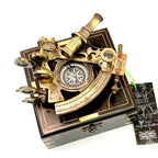 Nautical Compass Sextant J. Scott London - Brass Astrolabe Ship's Instruments with box - Retro Handicrafts