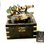 Nautical Compass Sextant J. Scott London - Brass Astrolabe Ship's Instruments with box - Retro Handicrafts