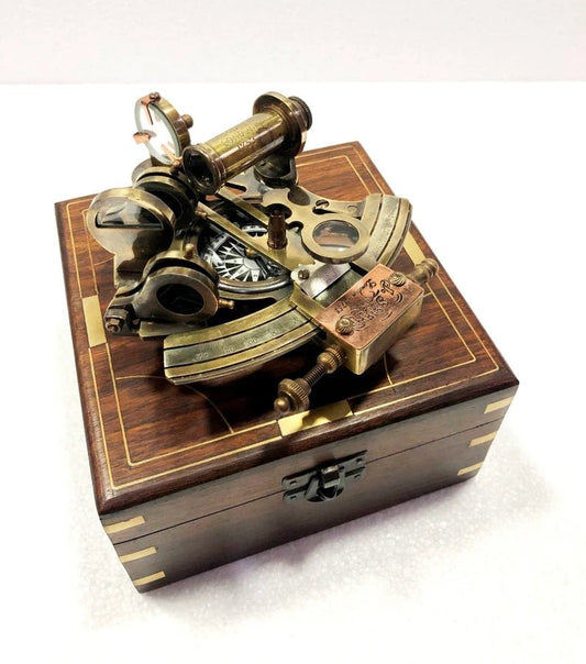 Nautical Compass Sextant Telescope Astrolabe Ship's Instruments with box - Retro Handicrafts