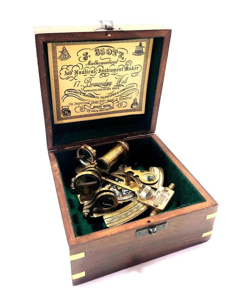 Nautical Compass Sextant Telescope Astrolabe Ship's Instruments with box - Retro Handicrafts