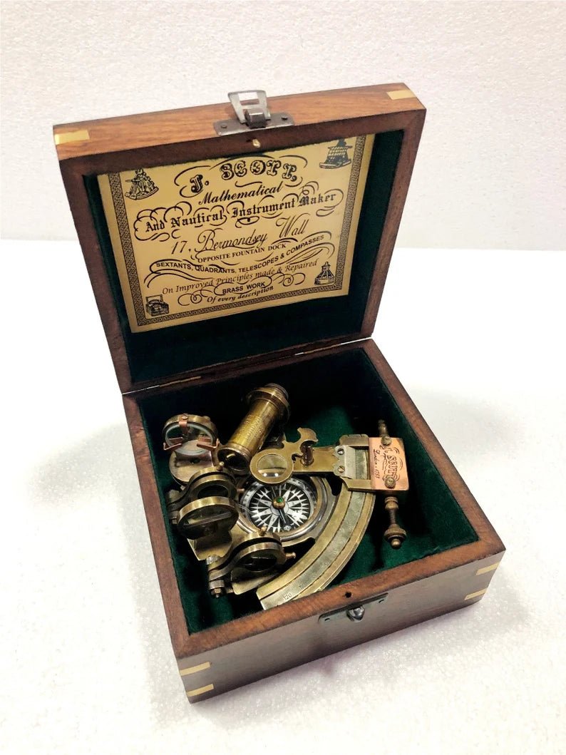 Nautical Compass Sextant Telescope Astrolabe Ship's Instruments with box - Retro Handicrafts