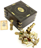 Nautical sextant - Antique Style Brass Pocket Sextant in wooden Box - collectible and Gift - Retro Handicrafts