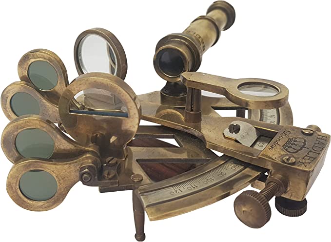 Nautical - Sextant Brass Navigation Instrument (4 inches, Antique Patina) - Retro Handicrafts