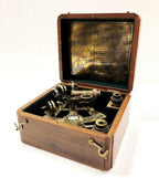 Nautical Sextant Double Telescope Astrolabe Ship's Instruments with Box - Retro Handicrafts