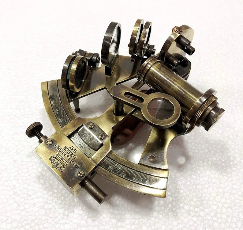 Nautical Sextant Double Telescope Astrolabe Ship's Instruments with Box - Retro Handicrafts