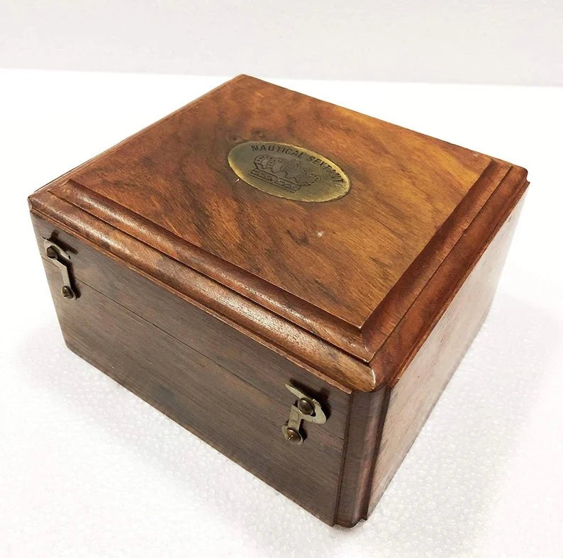 Nautical Sextant Double Telescope Astrolabe Ship's Instruments with Box - Retro Handicrafts