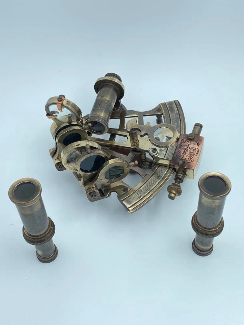 Navigational Brass Sextant Marine Nautical Sextant With Wooden Box Navigational Marine - Retro Handicrafts