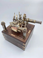 Navigational Brass Sextant Marine Nautical Sextant With Wooden Box Navigational Marine - Retro Handicrafts