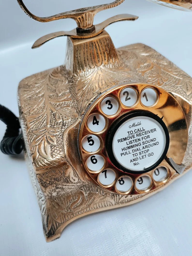 Old Telephone Brass Antique Properly Work and historical telephone - Retro Handicrafts