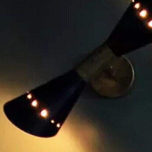 Pair of Stilnovo Style Diabolo Model Brass Black Italian Sconces Wall Light Lamp - Retro Handicrafts