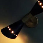 Pair of Stilnovo Style Diabolo Model Brass Black Italian Sconces Wall Light Lamp - Retro Handicrafts