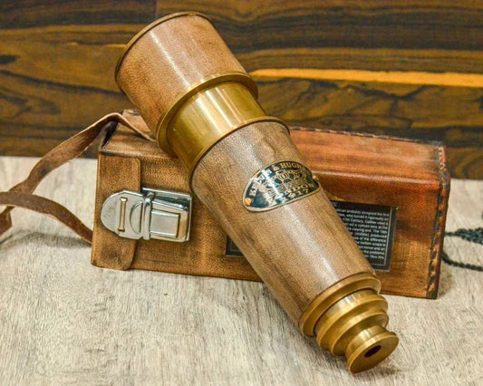 Personalized Antique Telescope with Leather Case, Groomsmen Gift, Wedding Gift, Gift for Him - Retro Handicrafts