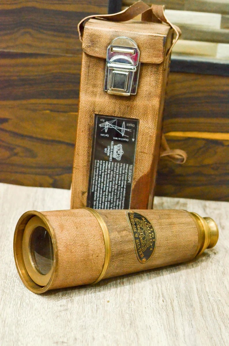 Personalized Antique Telescope with Leather Case, Groomsmen Gift, Wedding Gift, Gift for Him - Retro Handicrafts