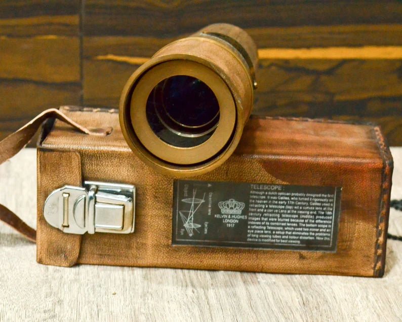 Personalized Antique Telescope with Leather Case, Groomsmen Gift, Wedding Gift, Gift for Him - Retro Handicrafts