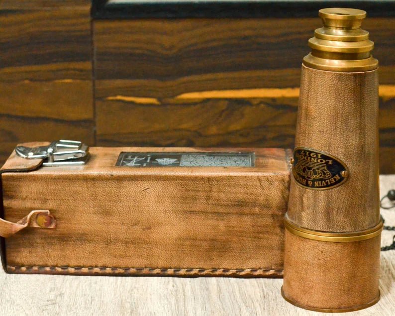 Personalized Antique Telescope with Leather Case, Groomsmen Gift, Wedding Gift, Gift for Him - Retro Handicrafts