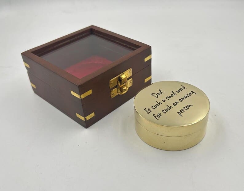 Personalized Brass Compass with Wooden Box | Engraved Compass for Dad | Anniversary & Christmas Gift - Retro Handicrafts