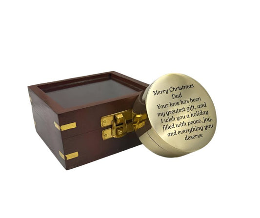 Personalized Brass Compass with Wooden Box | Engraved Compass for Dad | Anniversary & Christmas Gift - Retro Handicrafts