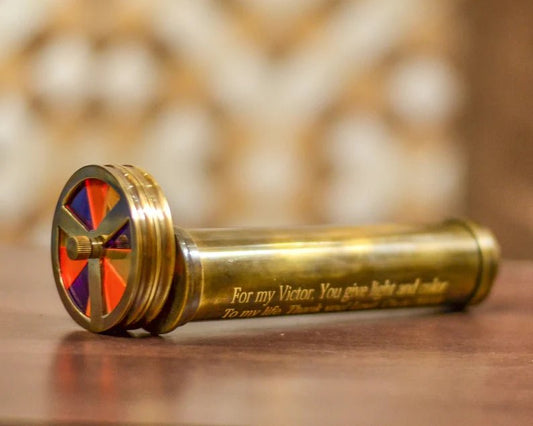 Personalized Classic Kaleidoscope, Multicolor Kaleidoscope, Gold Brass Kaleidoscope, Engraved Wedding Gift, Creative Custom Gift, Gift Idea - Retro Handicrafts